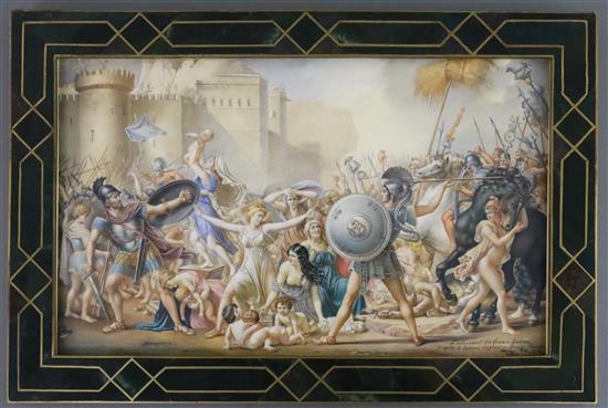 After Jacques Louis David Jermain. A late 19th century French oil on ivory miniature plaque,
